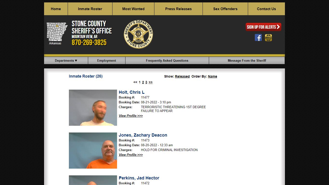 Inmate Roster (22) - Stone County Sheriff